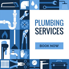 Professional plumbing services geometric background