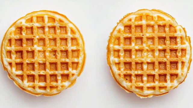 A pair of waffles stacked on top of each other