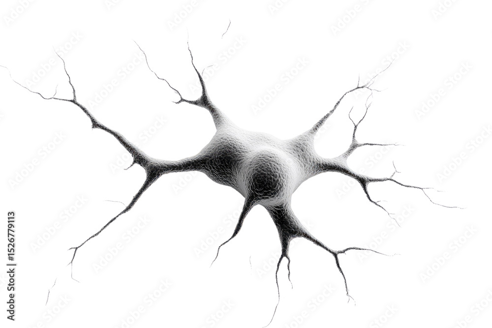 Aufkleber 3D rendering of a neuron cell, showcasing its intricate structure and dendritic branches. background removed