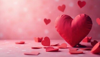 Subtle hearts, soft pink and red, romantic Valentine's wallpaper, pink, backgrounds, anniversary