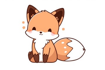 Naklejka premium Cute simple cartoon fox with thick black outlines, kawaii icon style line art for kids coloring page, minimalistic black and white design