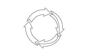 Refresh or Reload symbol vector icon in line style design for website design, app, UI, continuous line drawing arrow icon. Premium vector illustration. Ecology concept Vector illustration. 