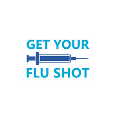 Get your flu shot vaccine sign isolated on white background