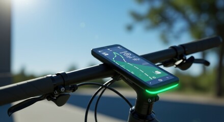 Smartphone mounted on bicycle handlebar