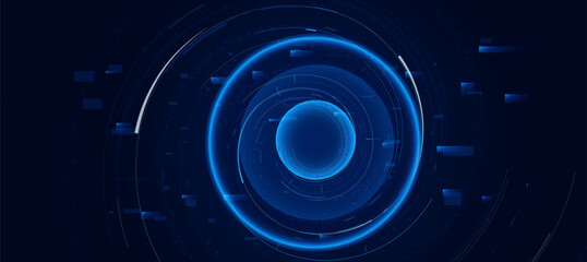 AI processing intelligence with blue circuit board on blue dark technology background