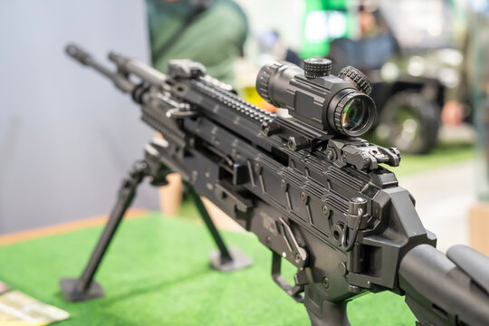 New, Hungarian-developed light machine gun with scope and bipod