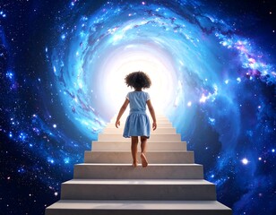 Child ascending cosmic stairs