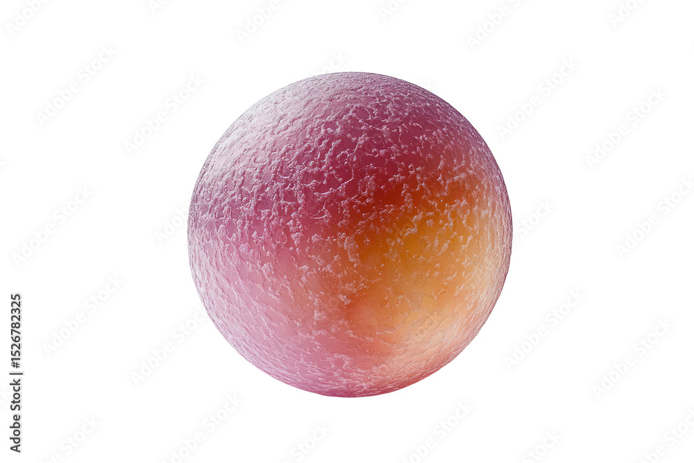 Poster A microscopic view of a textured, spherical cell with a gradient of pink and orange hues. background removed