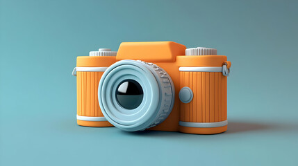 Orange and Blue 3D Render of a Camera