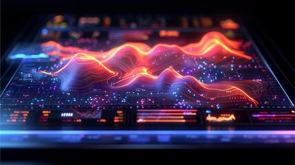 Illuminating data visualization, with digital information and an interface shown on screen