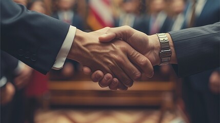 a professional handshake symbolizing agreement, deal and negotiation in the business setting