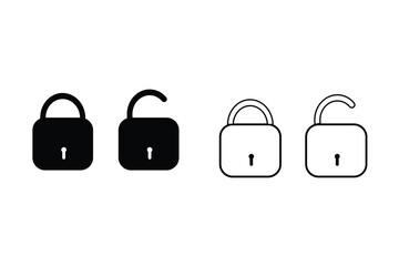 lock icon vector illustrations black white line art design 