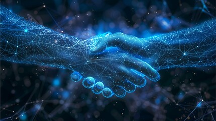 A futuristic handshake, symbolizing partnership and technology