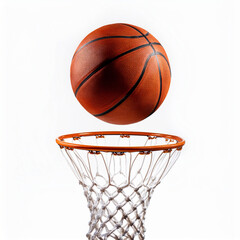 Basketball about to go through the hoop