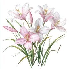 Fototapeta premium Delicate Pink and White Flower Bouquet Illustration