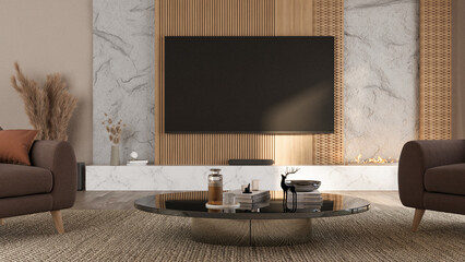 Modern Media Wall with Integrated Fireplace