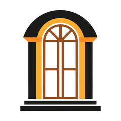 Arched window illustration black and gold architectural element vector design