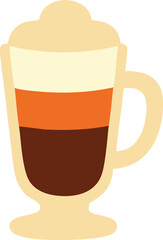 Icon Vector illustration of a layered latte in a tall glass with cream, coffee, and milk layers adding a cozy touch to any design