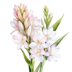 Fototapeta premium Delicate Pink and White Watercolor Flower Bouquet