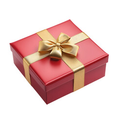 Obraz premium Red Gift Box with Gold Ribbon Perfect for Holiday Celebrations Special Occasions isolated on transparent background