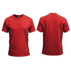Red TShirt Template Front and Back Views for Apparel Design isolated on transparent background