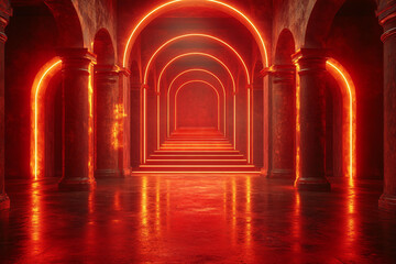 Fototapeta premium Mystical Podium and Stage with Whimsical Smoke and Light Effects for Brand Advertisement, Generative AI