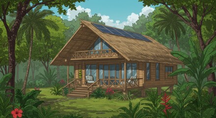 Tropical wooden cabin
