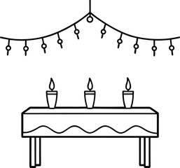 Continuous Line Drawing of Elegant Table Setting with Cutlery


