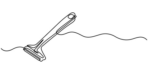 Continuous line drawing of shaving razor, shave beard, one line, single line art, hand drawn, vector illustration, Razor Blade Continuous Line Icon.                       