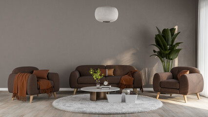 Mid-Century Inspired Living Room in Earth Tones