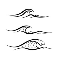 Ocean Wave Graphic: A set of artistically rendered wave graphics, the image captures the dynamic and fluid nature of the ocean in elegant, flowing lines.