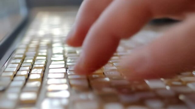 Finger presses an abalone keyboard button