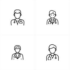 Doctor icon set with professional medical symbols for healthcare and clinic design elements
