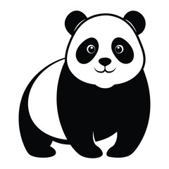 Fototapeta premium Adorable cartoon panda bear black and white illustration