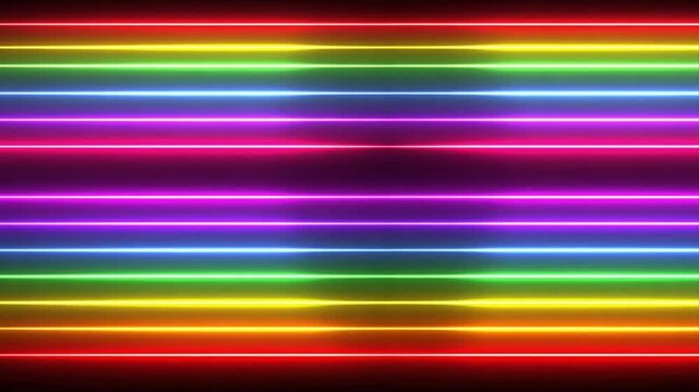 Vibrant Rainbow Neon Lights Abstract Background