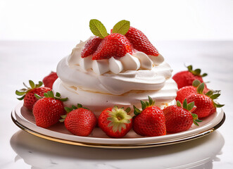 Baiser mit Erdbeeren