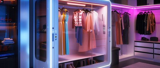 Obraz premium Modern closet design showcasing fashion items in a chic environment