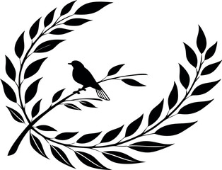  Curved Laurel Branch Design isolated on Transparent Background