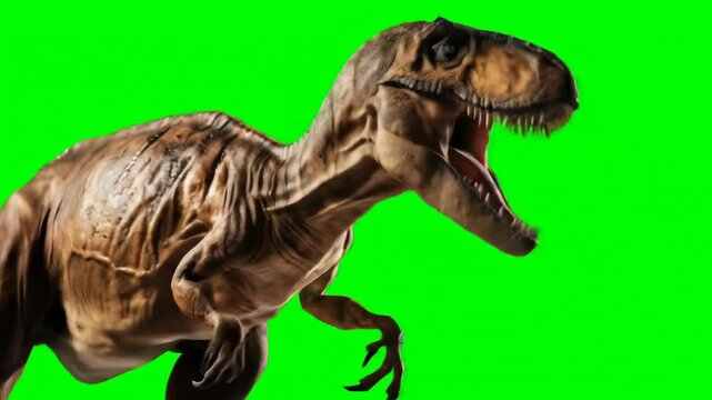 T-Rex dinosaur isolated on chroma screen. Ai generated.