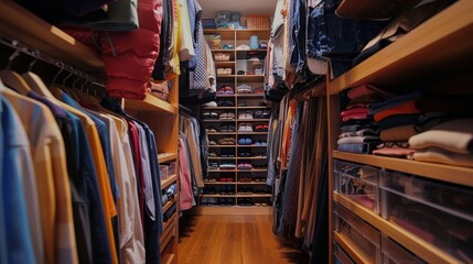 Fototapeta premium Organizing your closet tips for a tidy space home guide indoor perspective