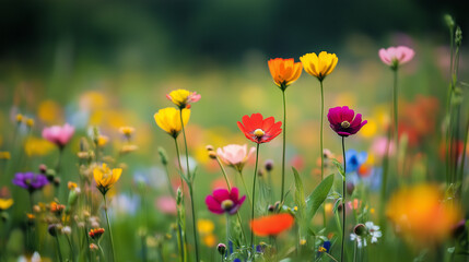 Obraz premium Colorful Wildflower Blossoms in Meadow