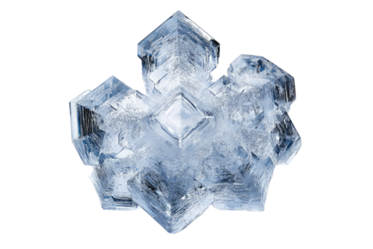 A stunning close-up of a crystalline structure, showcasing intricate facets and icy textures. background removed - Powered by Adobe