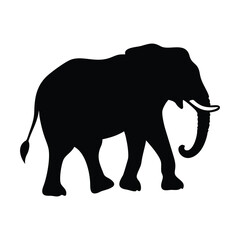 Fototapeta premium Silhouette of an Elephant on White Background in Side Profile ,ai generator 