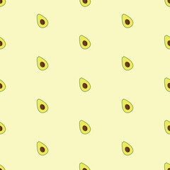 Fototapeta premium Avocado seamless pattern. Trendy summer background. Vector illustration cartoon flat style