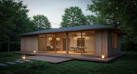 Wooden structure in natural setting