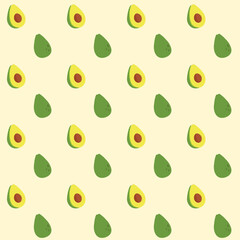 Avocado seamless pattern. Trendy summer background. Vector illustration cartoon flat style