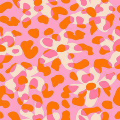Seamless patterns with floral and leopard prints for fabric, textiles, clothing, posters, covers, banners, wall art, home decor. Exotic hand drawn flowers print. Abstract backgrounds.