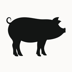 Fototapeta premium Silhouette of a Pig Simple Black and White Farm Animal Illustration