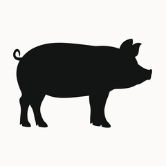 Fototapeta premium Silhouette of a Pig A Simple, Elegant Farm Animal Vector Illustration