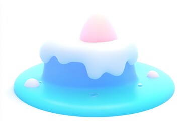3D cartoon arctic meltdown icon with glacier blue and guilty pink in ultra high definition isometric view on white background